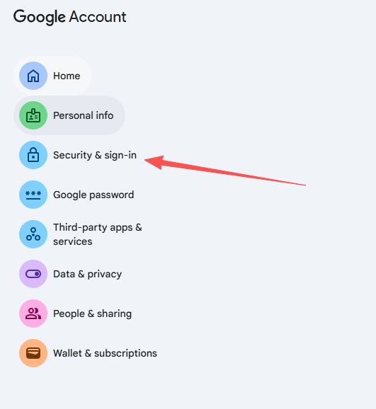 点击 Security & sign-in